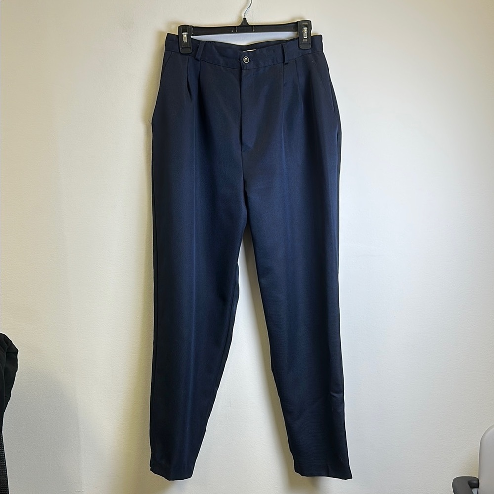 Dress Barn Blue Tailored Dress Pants with Pleated Front